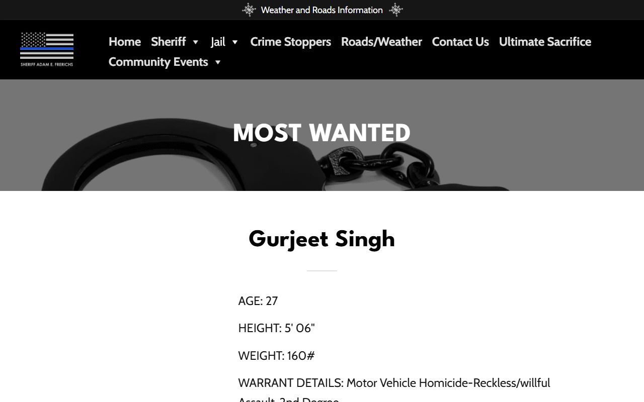 Cheyenne County most wanted page with warrant photos and mugshot-related records
