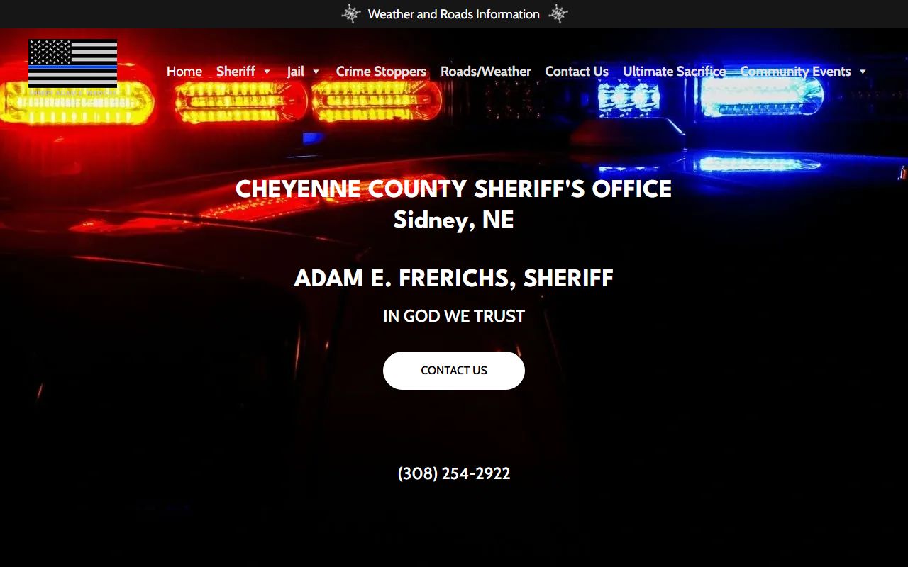 Cheyenne County sheriff home page with inmate records navigation