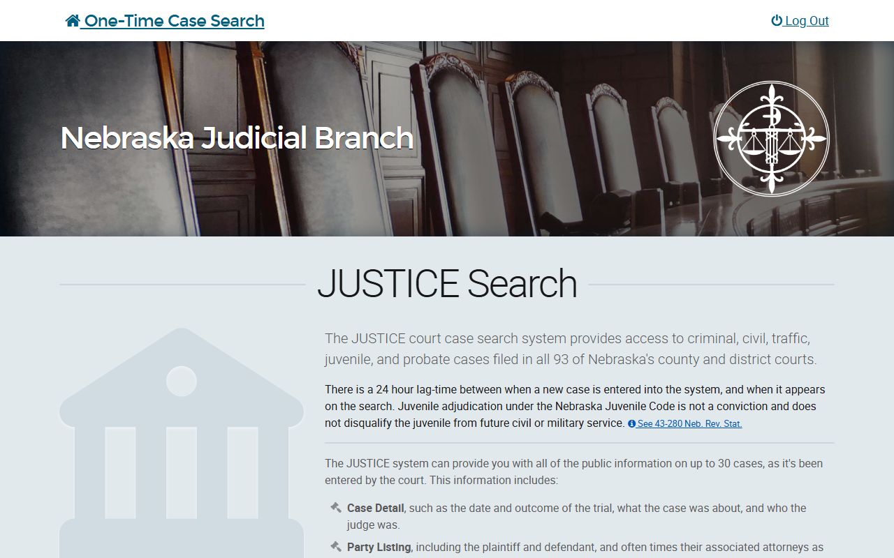 Nebraska JUSTICE case lookup for Cheyenne County court records after arrest